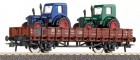 56021 Roco Stake car with 2 Tractors